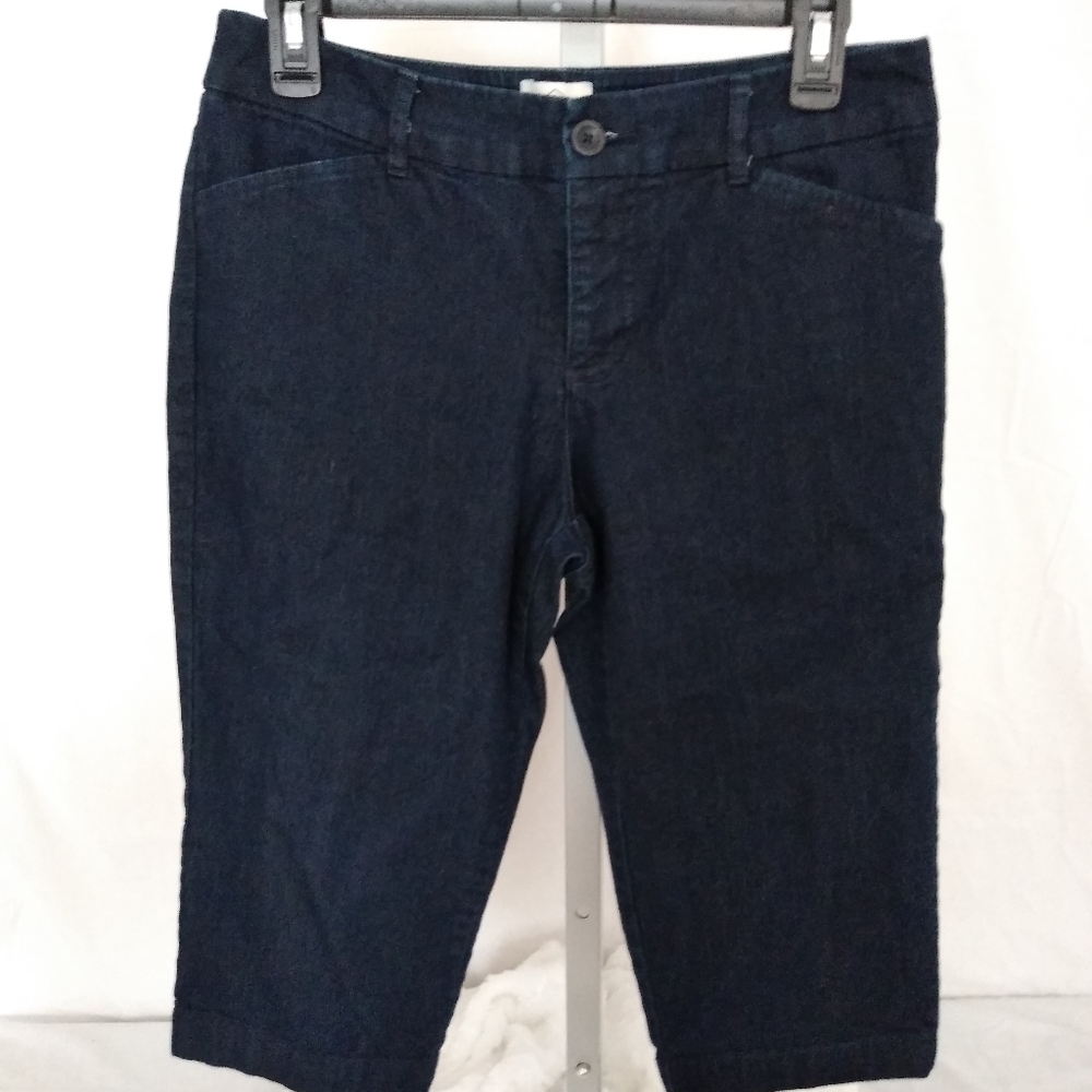 jean capris Dark Wash Stretch Cotton St. John's Bay